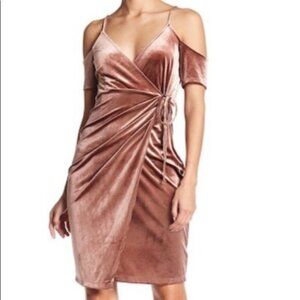 ASTR The Label Velvet Off the Shoulder Wrap Dress